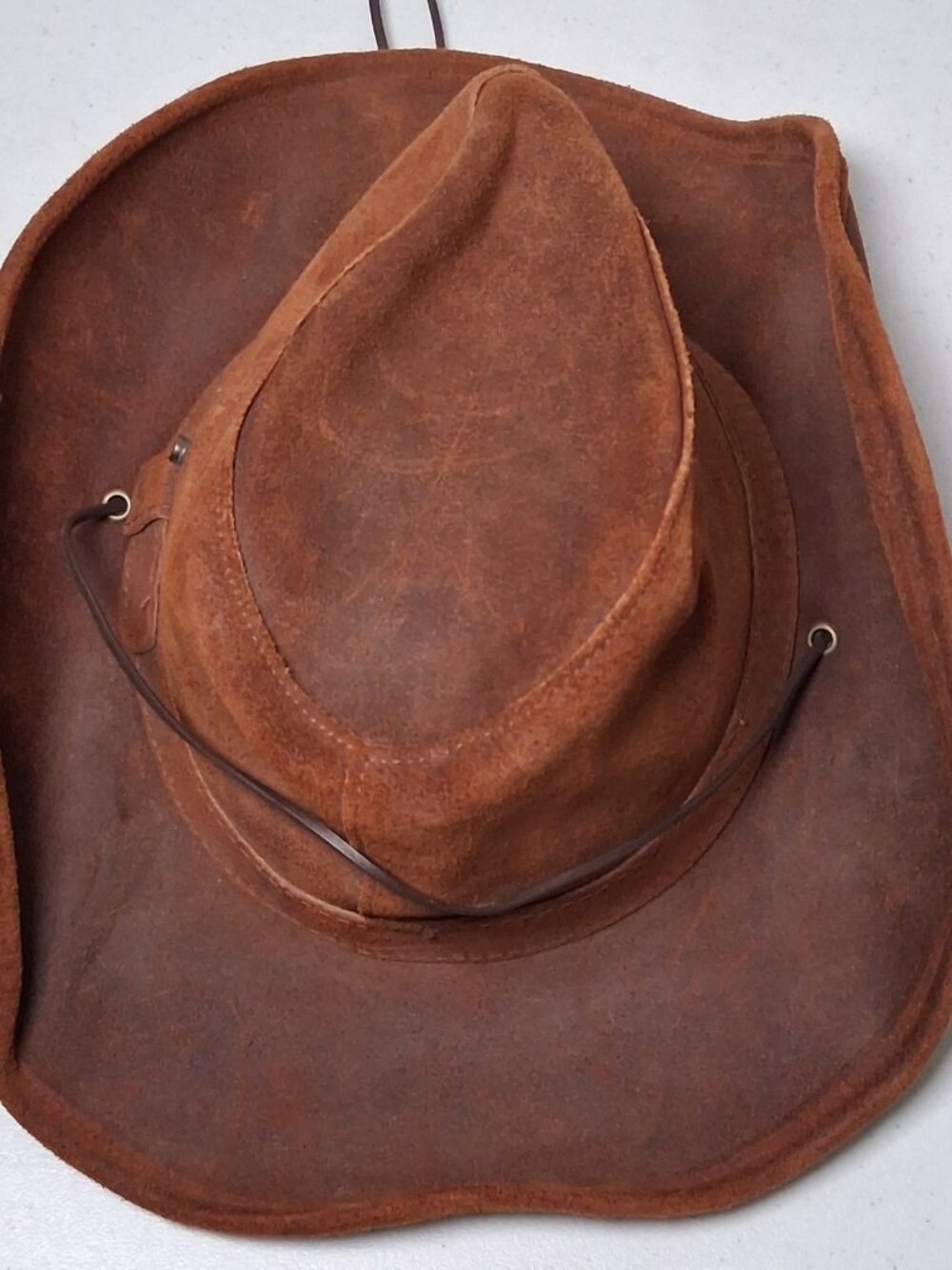 Minnetonka The Aussie Hat Small Brown Leather Outback Snap Boho Western Ranch - Picture 6 of 16